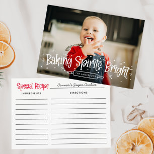 Rezeptkarte 'Baking Spirits Bright' Feiertagsfoto Feiertagskarte
