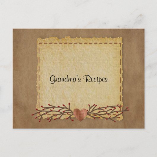 Rezeptkarte für altes Papier Postkarte (Vorderseite)