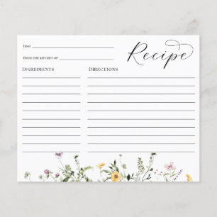 Rezeptkarte für Brautparty mit Wildblumen