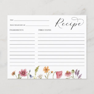 Rezeptkarte für Brautparty mit Wildblumen