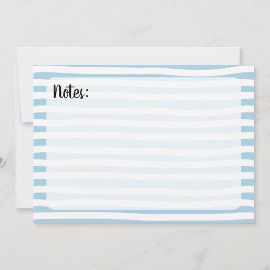 Rezeptkarte für das blaue Streifen-Brautparty (Rückseite)