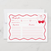 Rezeptkarte für das Brautparty Wavy Bow Cherry Einladung (Vorderseite)