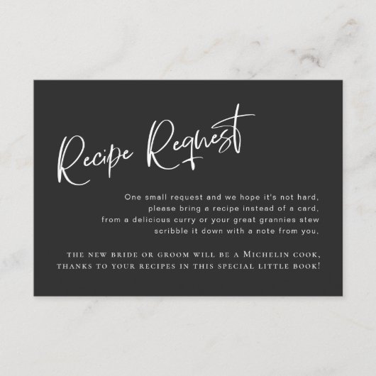 Rezeptkarte für das schwarz-gotische Brautparty Begleitkarte (Vorderseite)