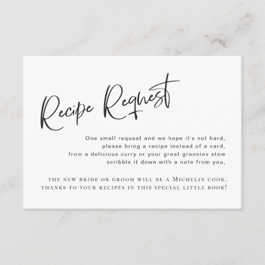 Rezeptkarte für das schwarz-gotische Brautparty Begleitkarte (Vorderseite)