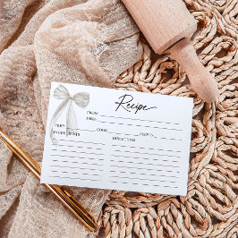Rezeptkarte für das White Bow-Brautparty Einladung