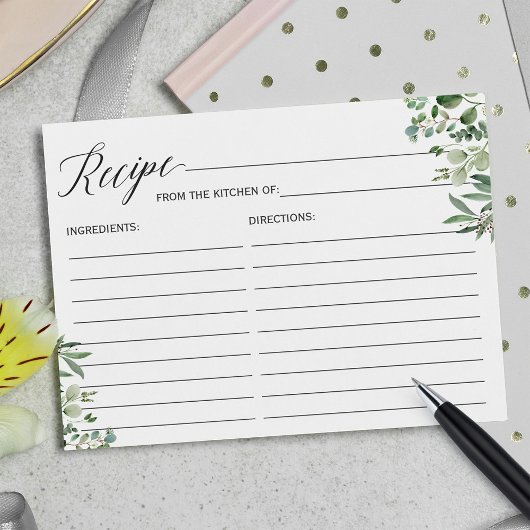 Rezeptkarte für die Eukalyptus-Blätter der Bride C Postkarte
