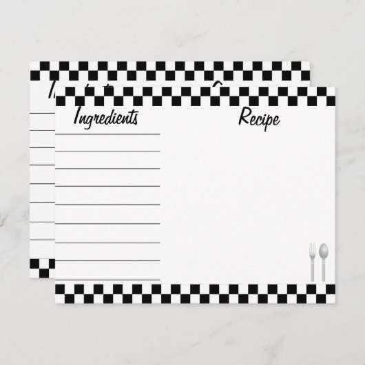 Rezeptkarte für die schwarze Checkerboard - Vorder (Vorne/Hinten)