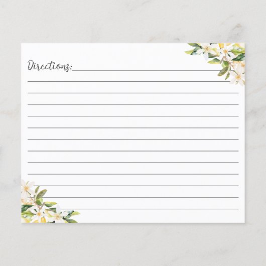 Rezeptkarte für Gelbe Zitronen und weiße Blume (Rückseite)