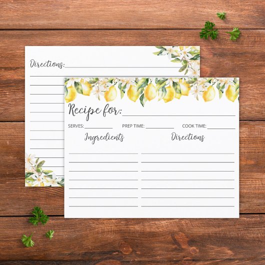 Rezeptkarte für Gelbe Zitronen und weiße Blume