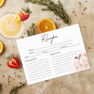 Rezeptkarte für rosa Mimosa-Junggesellinnenabschie Einladung