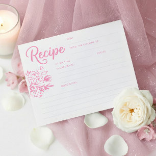 Rezeptkarte für rosa-whimsische Brautparty