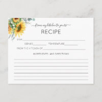Rezeptkarte für Sonnenblumen