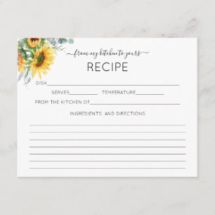Rezeptkarte für Sonnenblumen Begleitkarte