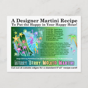 Rezeptkarte für Tropical Merry Berry Mojito Martin Feiertagspostkarte