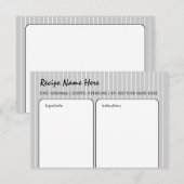 Rezeptkarte für weiße Streifen Einladung (Vorne/Hinten)