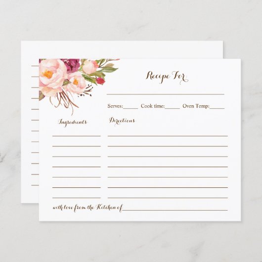 Rezeptkarte Rosa Brautparty (Vorne/Hinten)