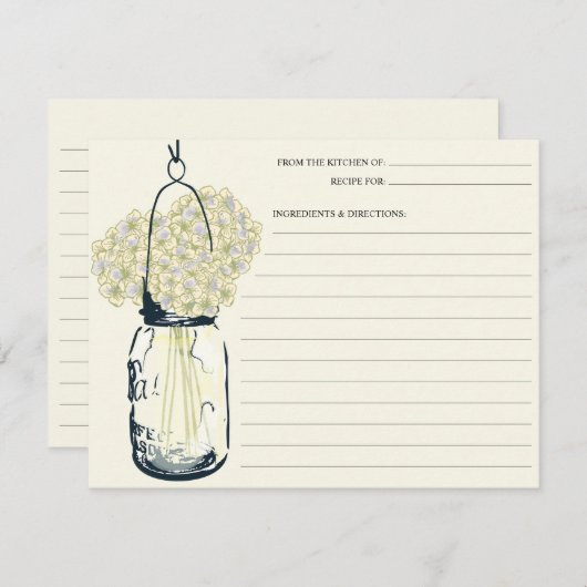 Rezeptkarte von Mason Jar & Hydrangeas (Vorne/Hinten)
