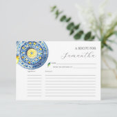 Rezeptkarten Blau und Gelb Lemon Einladung (Stehend Vorderseite)