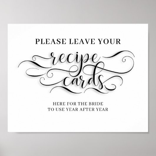Rezeptkarten für das Hochzeitszeichen der Braut Poster (Vorne)