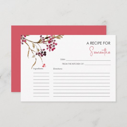 Rezeptkarten für den Printable Fall - Rustikales B Einladung (Vorne/Hinten)