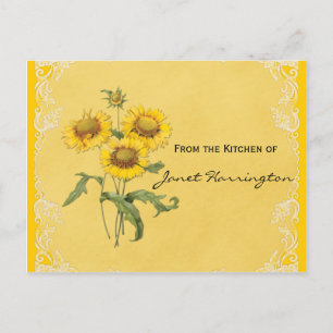 Rezeptkarten für gelbe Sonnenblumen Postkarte
