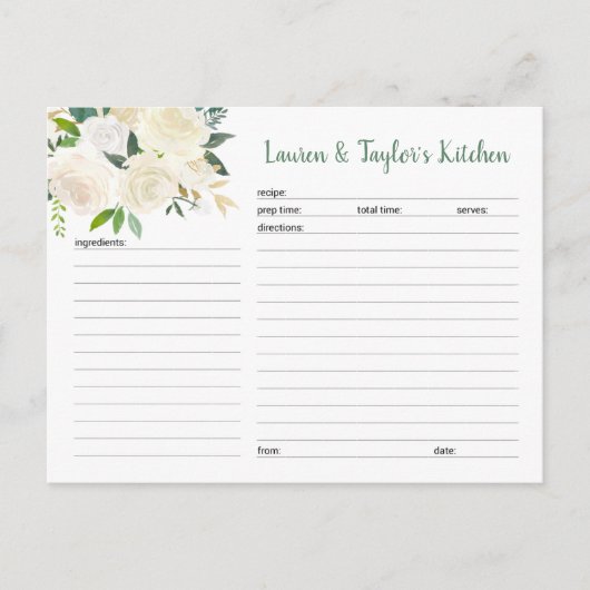 Rezeptkarten mit weißem Creme-Brautparty Postkarte (Vorderseite)