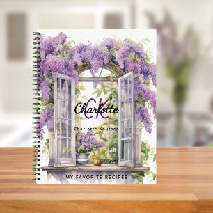 Rezeptlilacke Blume rosa Monogramm Notizblock