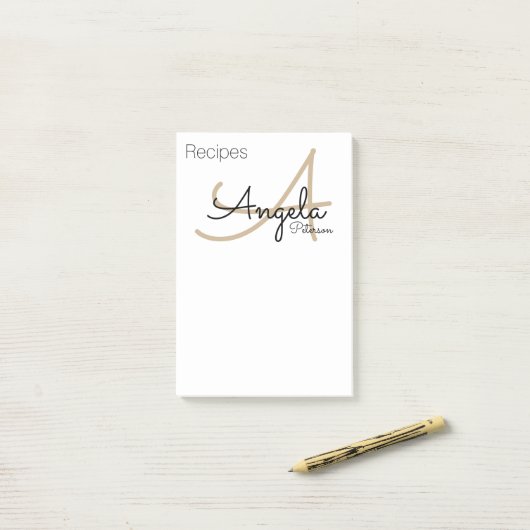 Rezeptnotizen des Koch Post-it Klebezettel (Auf Schreibtisch)