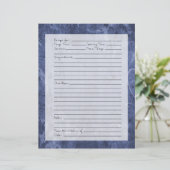 Rezeptseite - Dunkles blaues Muster (Stehend Vorderseite)