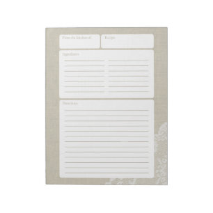 Rezeptseite Leichtes Jute und Spitze Notizblock