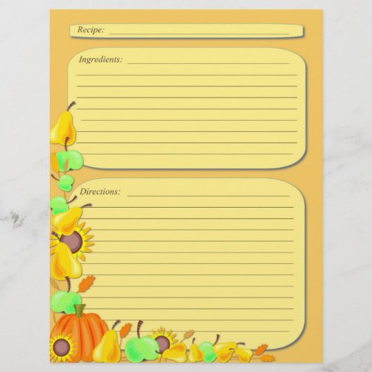 Rezeptseite zum Thema Herbst (Vorderseite)