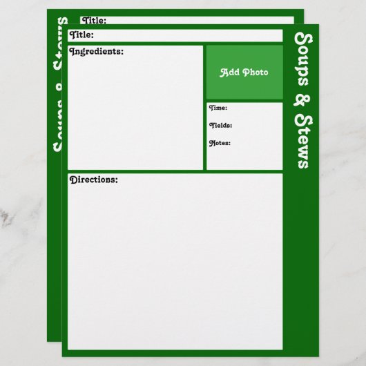 Rezeptseiten (dunkelgrün) (Vorne/Hinten)