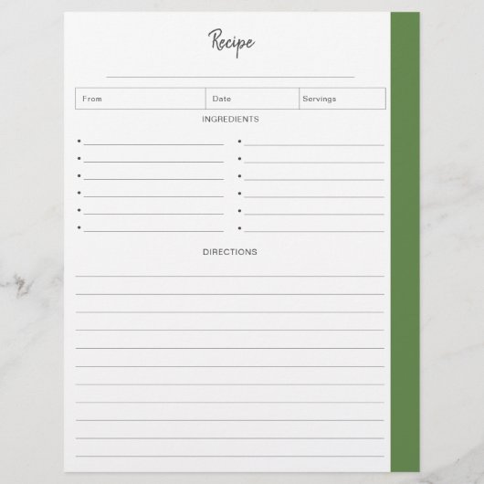 Rezeptseiten in Buchstabenformat | Tropisch (Rückseite)