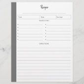Rezeptseiten in Grau-Buchstaben-Format (Vorderseite)