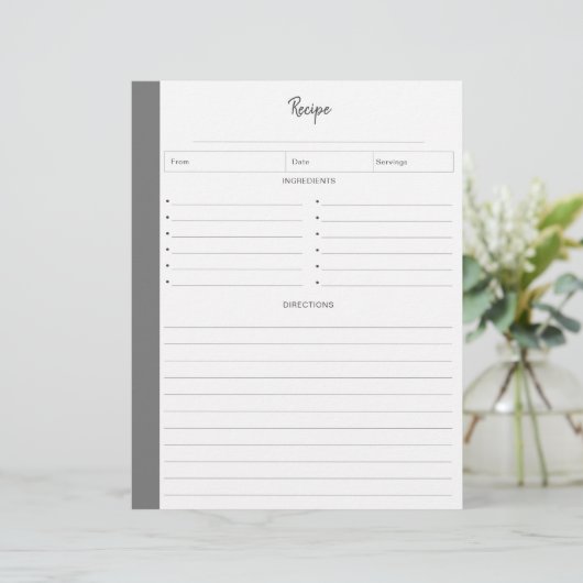 Rezeptseiten in Grau-Buchstaben-Format (Stehend Vorderseite)