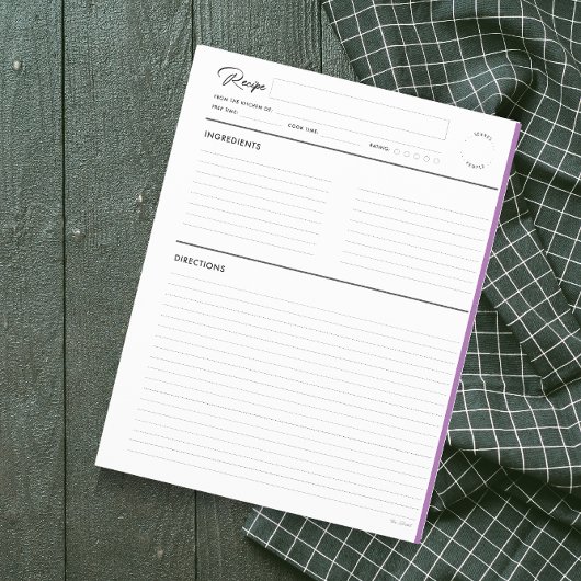 Rezeptseiten in Lila Form