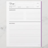 Rezeptseiten in Lila Form (Vorderseite)