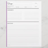 Rezeptseiten in Lila Form (Rückseite)