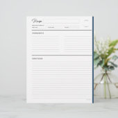 Rezeptseiten mit Linken Moderne in Navy-Letter-For (Stehend Vorderseite)