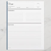 Rezeptseiten mit Linken Moderne in Navy-Letter-For (Rückseite)