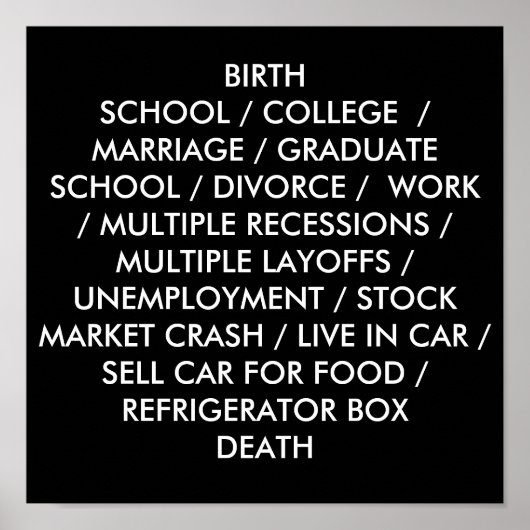 REZESSIONSPOSTER #1: Die Lebensliste Poster (Vorne)