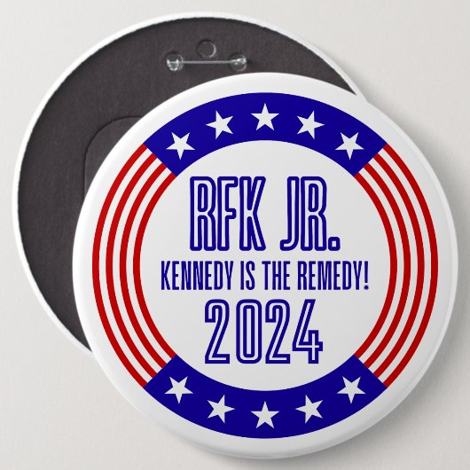 RFK Jr "Kennedy is the Remedy" Kampagne 2024 Button (Vorne & Hinten)