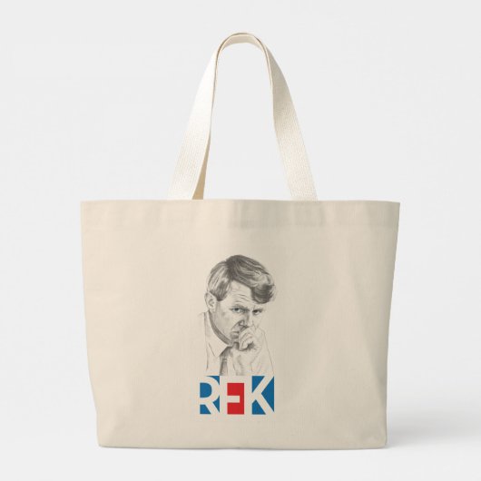 RFK Zeichnend mit RFK-Text in Rot & Blau Jumbo Stoffbeutel (Rückseite)