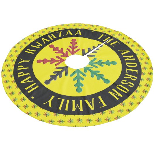 RGB Snowflakes Pattern Name glücklich Kwanzaa Fleece Weihnachtsbaumdecke (Schrägansicht)