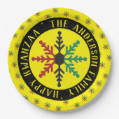 RGB Snowflakes Pattern Name glücklich Kwanzaa Pappteller (Vorderseite)