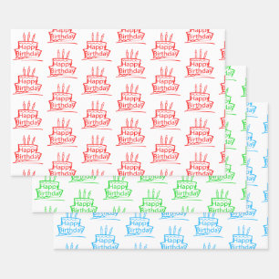 RGB-Torten-Geburtstags-Geschenkpapierbögen Geschenkpapier Set