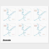 RGSP Falls Train Map Quadratischer Aufkleber (Blatt)