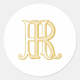 RH Monogramm oder HR Monogramm-Aufkleber Runder Aufkleber