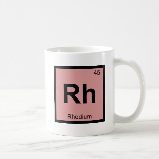 Rh - Rhodium Chemie Periodisches Tabellensymbol Kaffeetasse (Rechts)