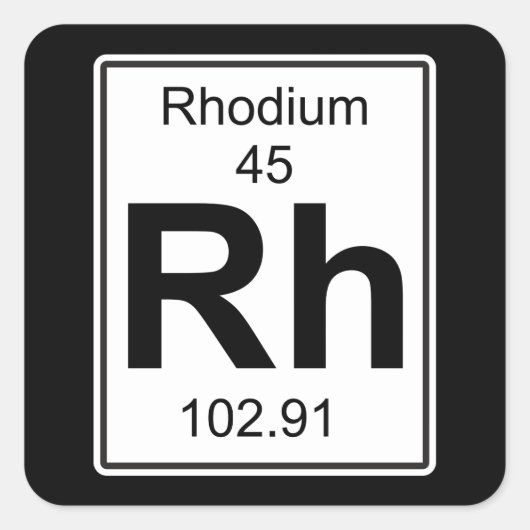 Rh - Rhodium Quadratischer Aufkleber (Vorderseite)